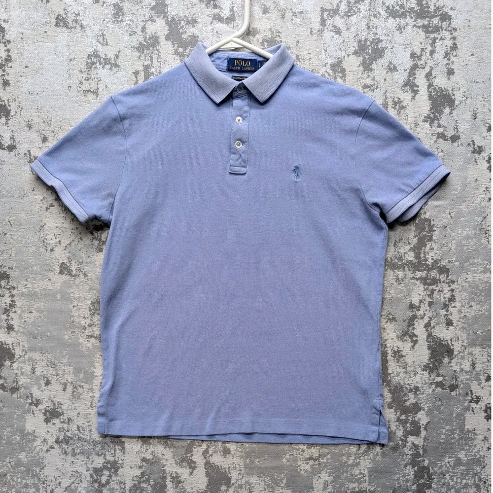 Polo Ralph Lauren Men's Blue Custom‎ Slim Fit Polo Shirt Size Large